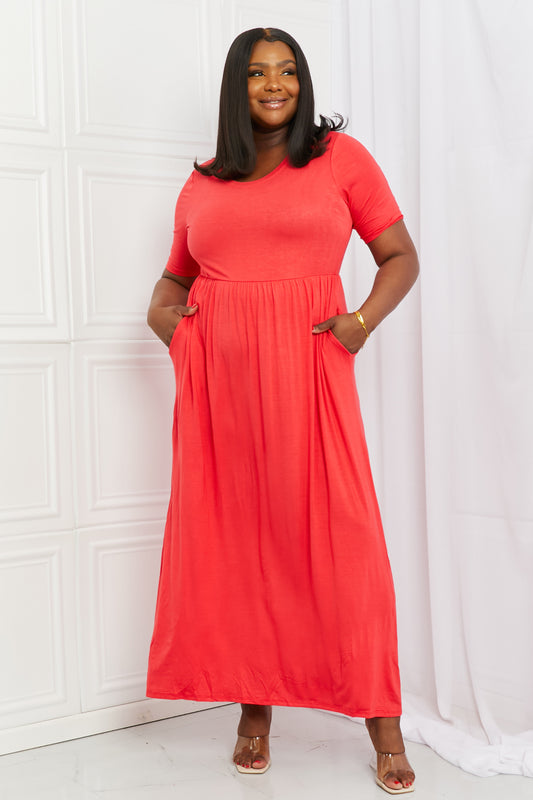 Celeste Sweetheart Full Size Short Sleeve Maxi Dress in Orange